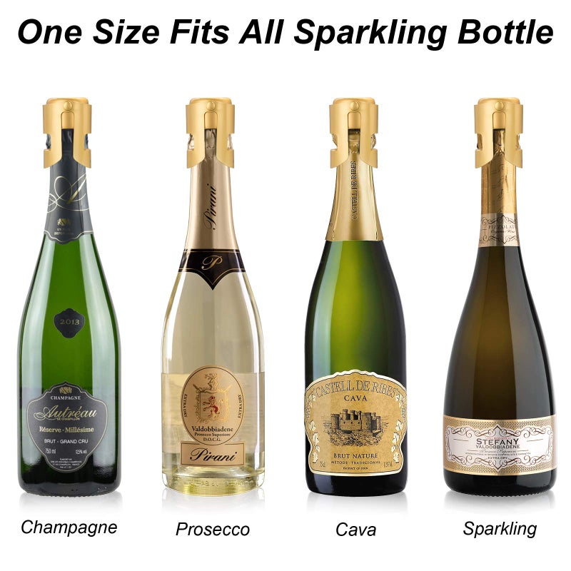 OWO Champagne Bottle Stoppers Stainless Steel, Reusable Champagne Cork & Saver Stopper, Leak Proof Prosecco & Sparkling Wine Plug, Bubble Retention Protectionï¼ˆGold, 2 Packï¼‰ - Image 4